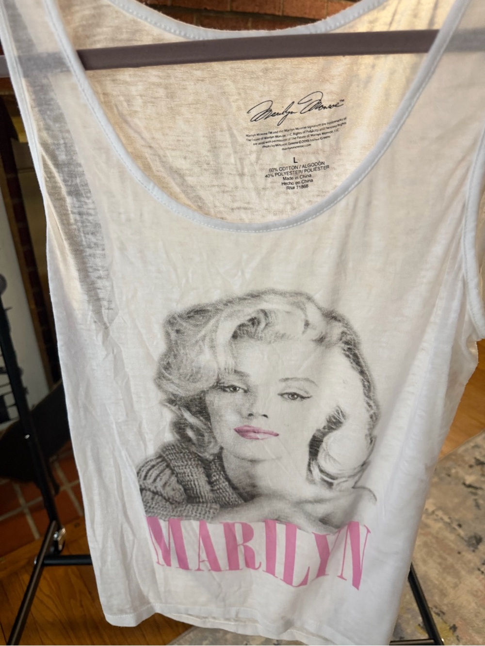 Marilyn Monroe White Tank with Pink Graphic